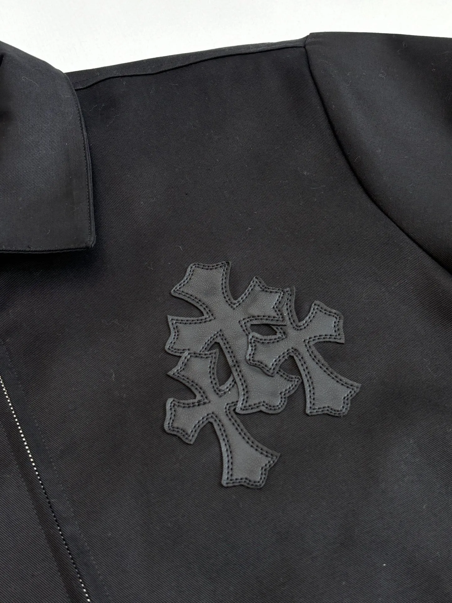 P610 Chrome heart*/Chrome heart new autumn and winter solid color leather quilted jacket Size: S/M/L/XL